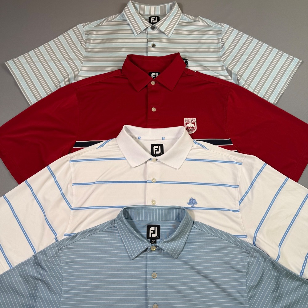 FootJoy Golf Polo Shirts Mens Large‎ Multicolor Striped Performance Lot of 4